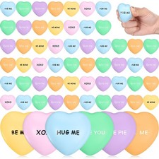 60 Pcs Heart Stress Balls Bulk Valentines Day Stress Balls Heart Shaped Mini ...