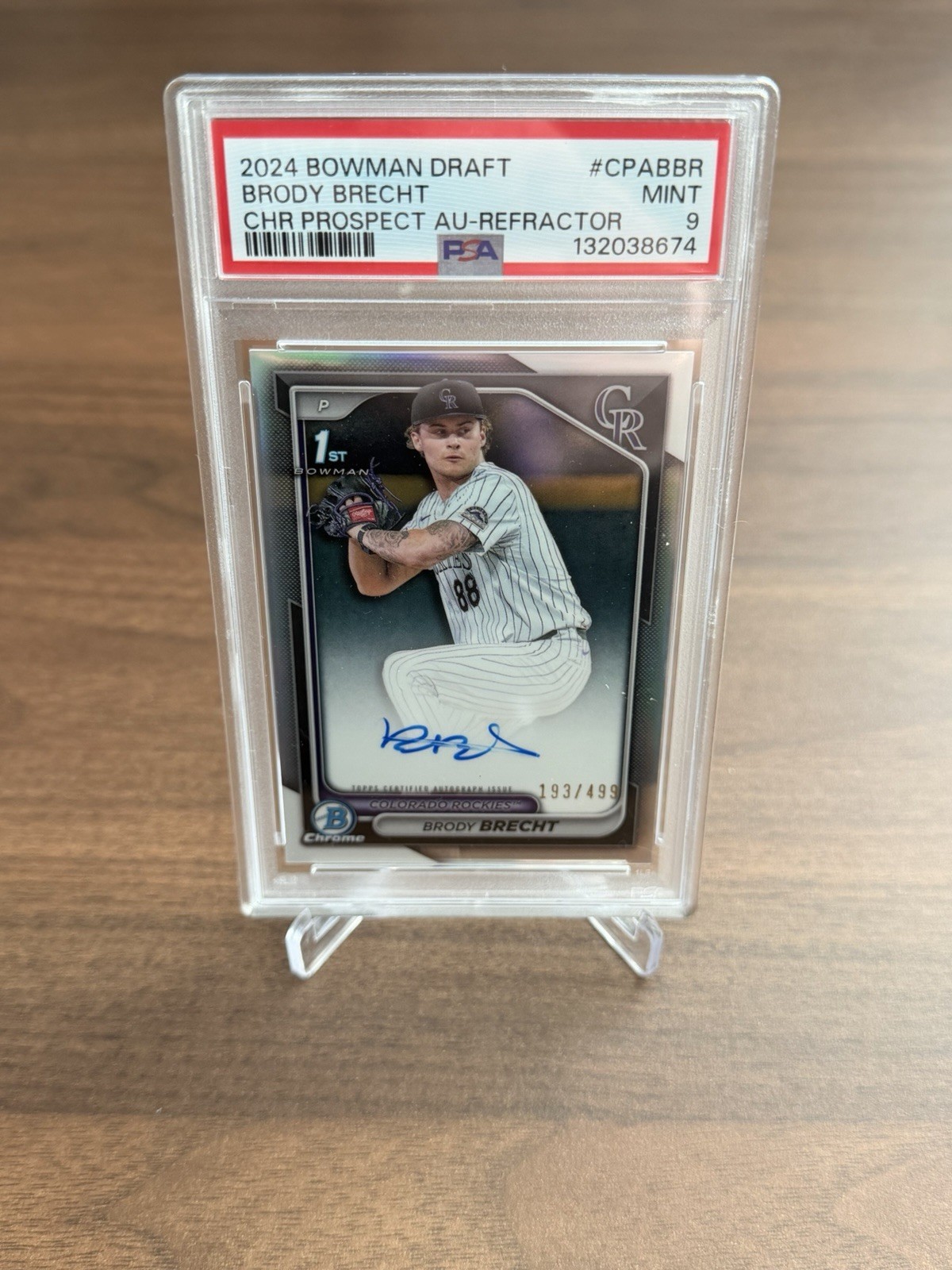2024 Bowman Draft Chrome - Brody Brecht 1st Auto Refractor /499 PSA 9