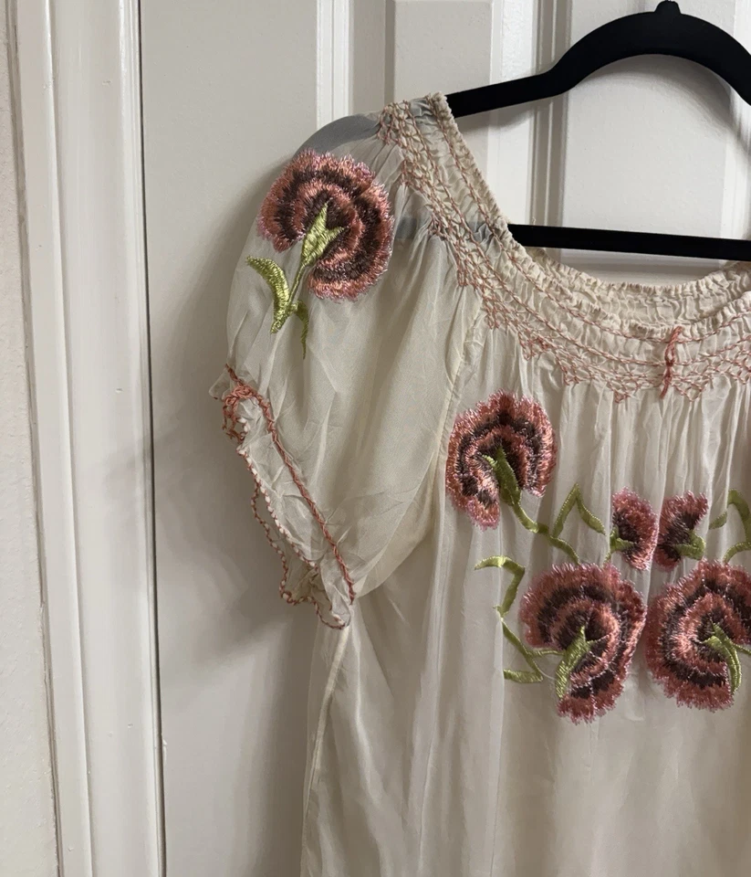 Top campesino bordado floral vintage años 70 Foto 2 de 4