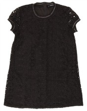 ZARA Womens Lace A-Line Dress UK 14 Large Black Polyester LA15