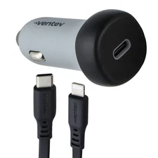 VENTEV USB-C Car Charger with USB-C to  8-Pin Cable - Gray/Black