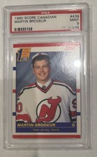 1990 SCORE NHL HOCKEY CANADIAN VERSION MARTIN BRODEUR ROOKIE CARD GRADED PSA 9. rookie card picture