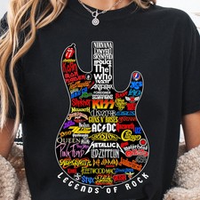 Legends Of Rock Vintage Guitar Music Graphic T-Shirt S-5XL