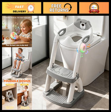 2-in-1 Potty Training Toilet Seat with Step Stool Anti-Slip Base, Adjustable H