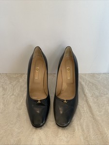 Vintage 80s GUCCI  Pumps/Heels BLUE Leather 38.5B Italy
