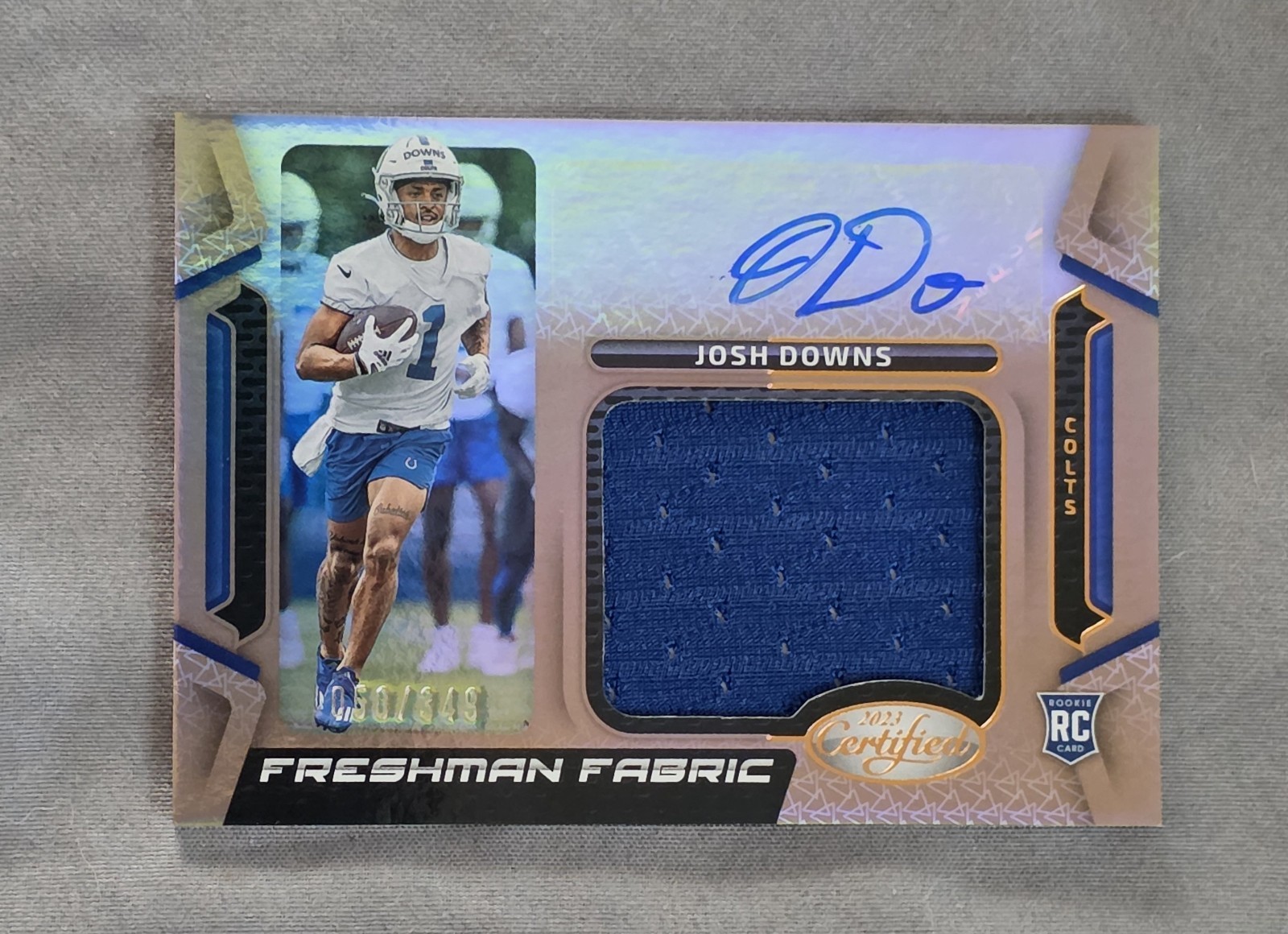 Josh Downs Panini Certified Freshman Fabric Mirror Signature #FFMS22 Mirror Bronze