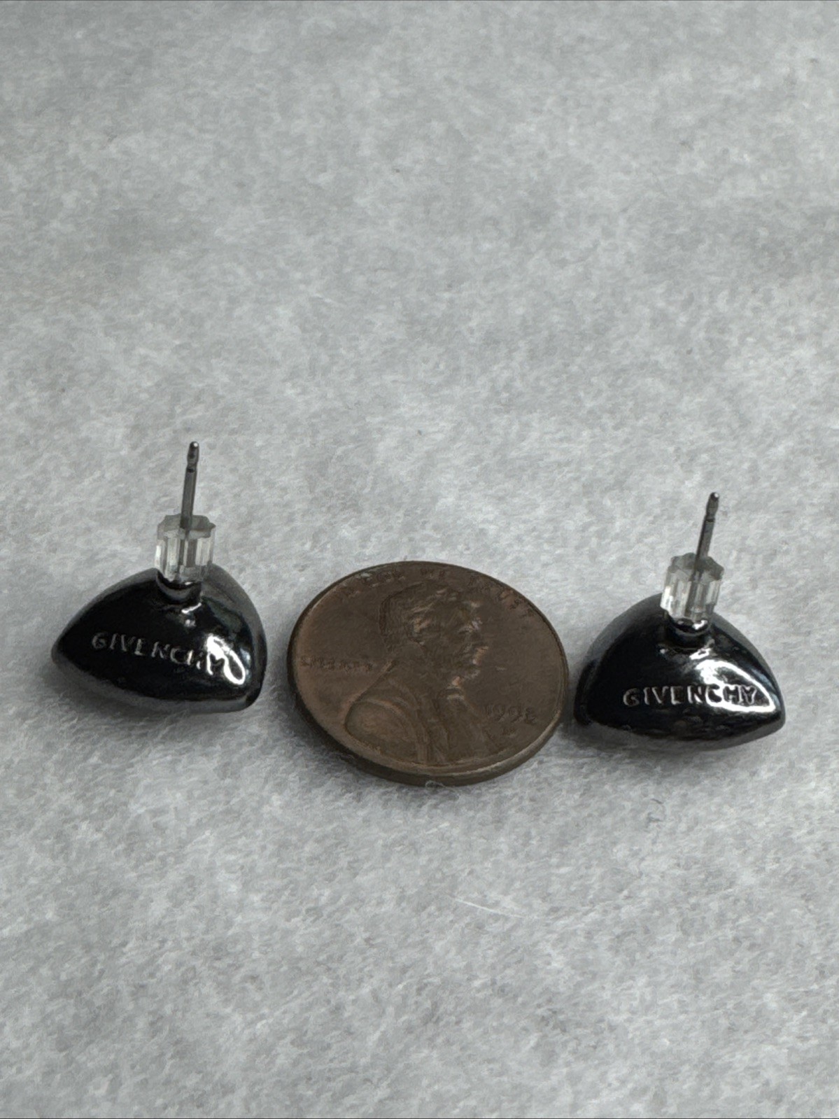 Givenchy Vintage  Crystal Stud Earrings Smoke (green)  Glass Rhinestones thumbnail 10