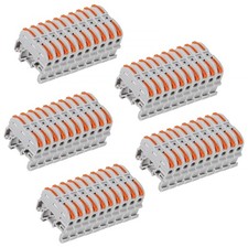 50PCS DIN Rail Terminal Blocks Kit, Universal Compact Lever Wire Connector for E