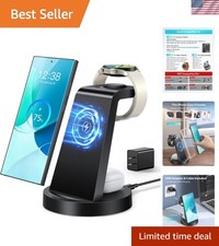 Brand New 3-in-1 Wireless Charging Station Black