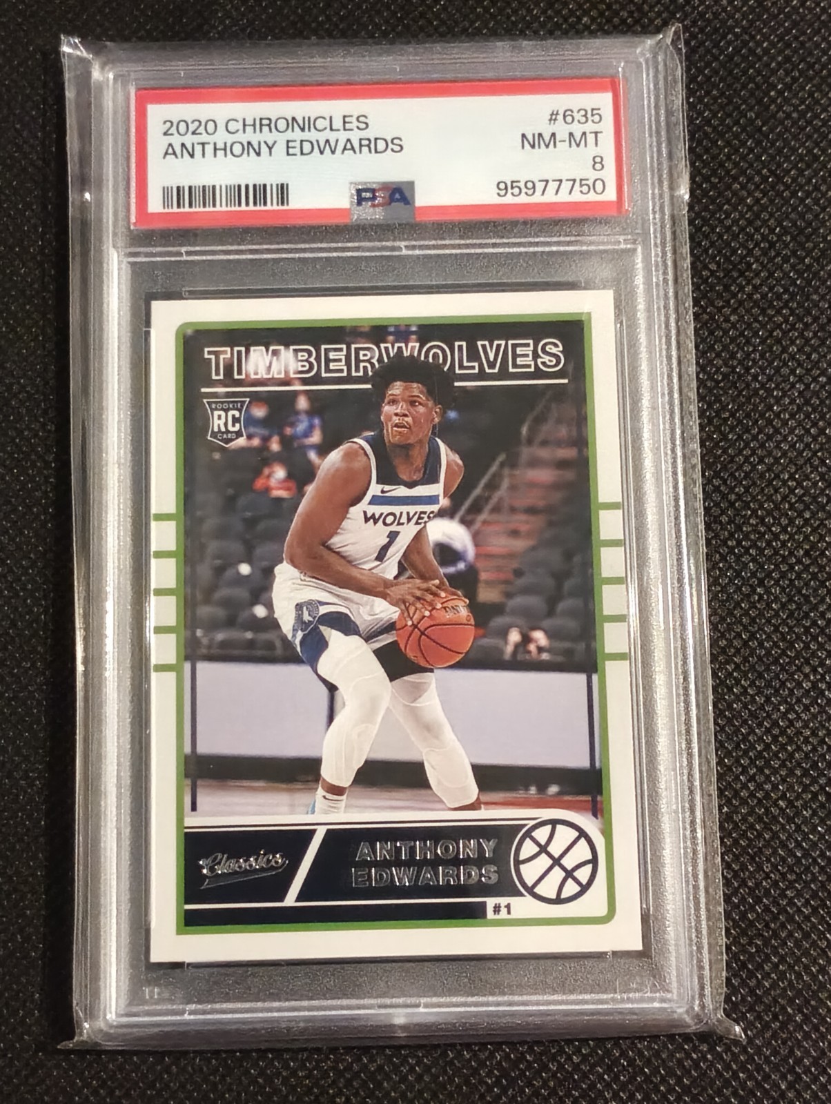 Anthony Edwards 2020 Panini Chronicles Classics RC #635 - Wolves - PSA 8