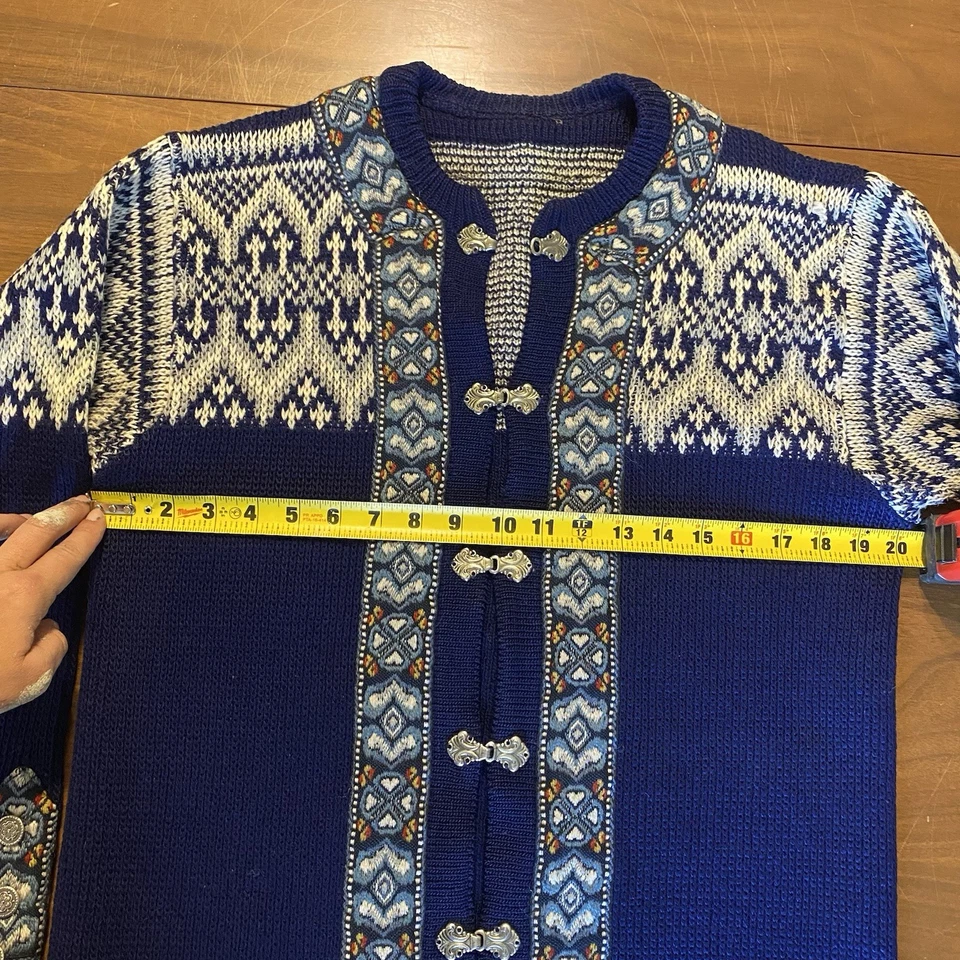 винтажный NORDSTRIKK Норвегия нордический шерсти металлический застежки кардиган свитер большой - Изображение 3 из 4