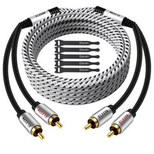 Elecan Premium RCA Cable 20 Ft Hi-Fi Sound-16 AWG-Shielded 2 Male 20FT