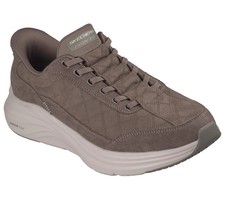 Skechers Men's Taupe Slip Ins Shoes Cozy Fit faux leather Comfort cushion 233290