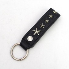 JIMMY CHOO Studded Leather Keychain KEY 0220554702 Used GEIS-0