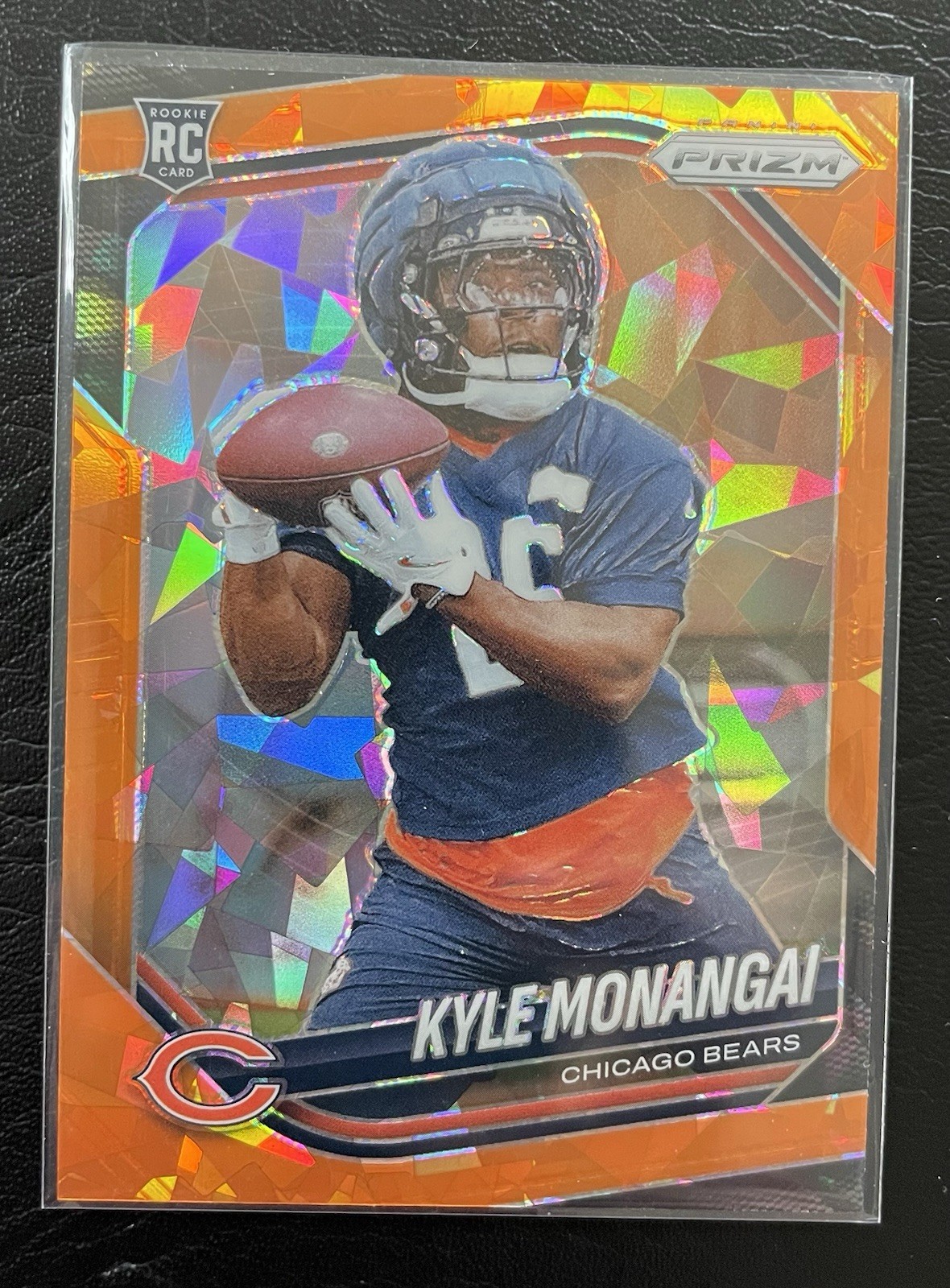 2025 Prizm Football Kyle Monangai Orange Ice Prizm #348, Chicago Bears Rookie RC
