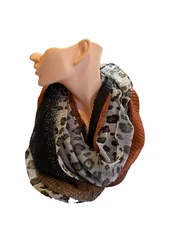 Joan Rivers Infinity Scarf Multicolor Animal Print Orange Black Spots 39 x 19"