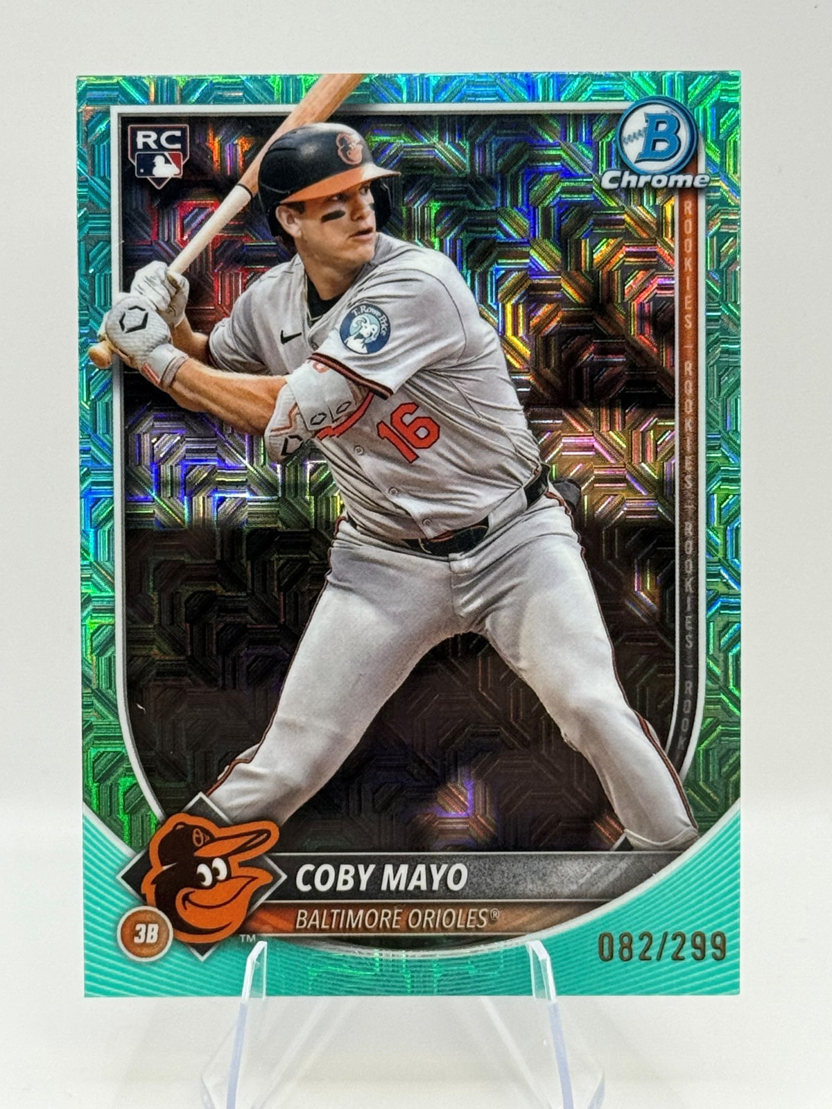 2025 Bowman Chrome Coby Mayo Rookie RC Aqua Mojo Refractor /299 #83 Orioles