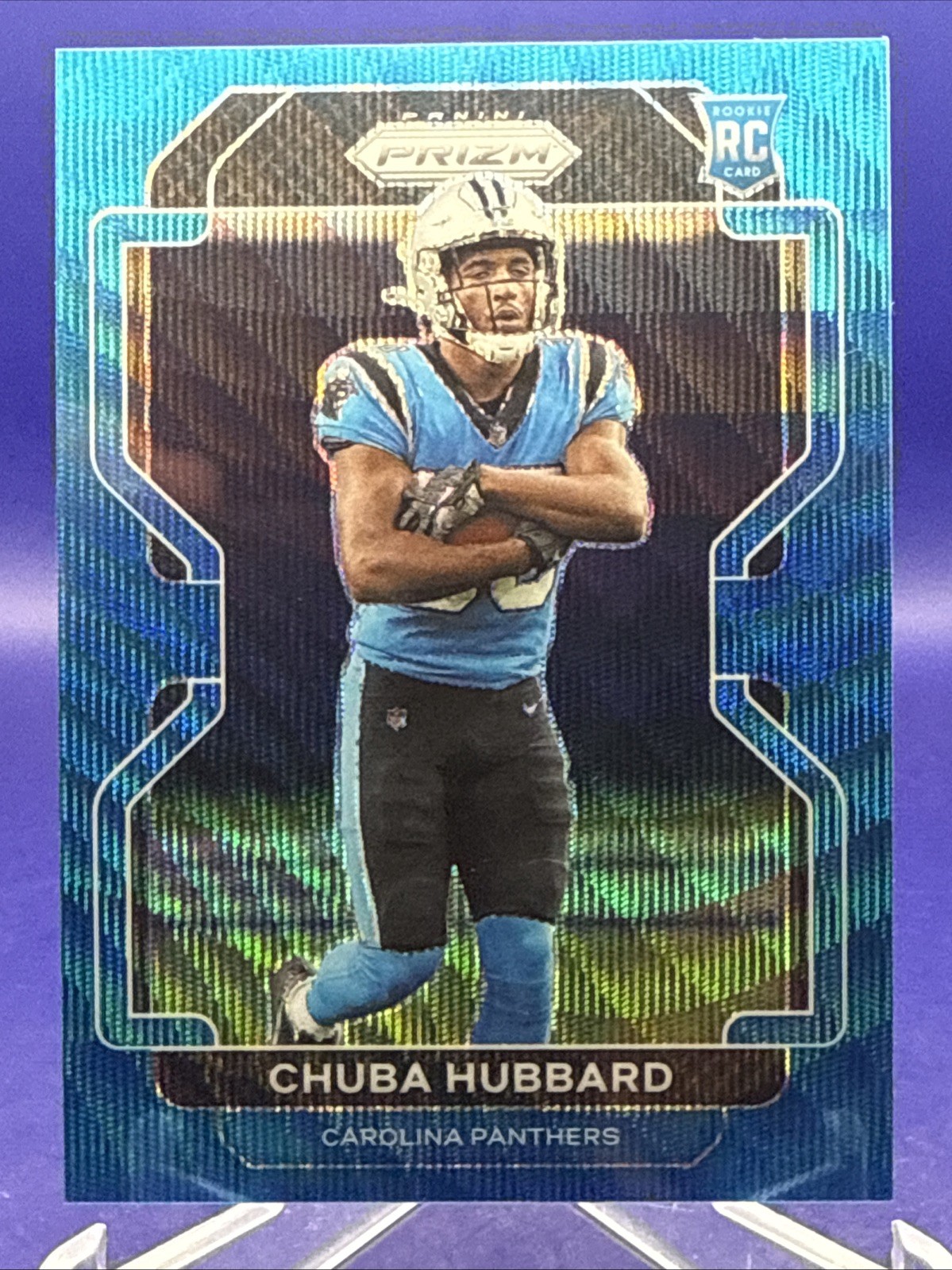 2021 Panini Prizm - Rookie Chuba Hubbard #355 Blue Wave Prizm /199 (RC)