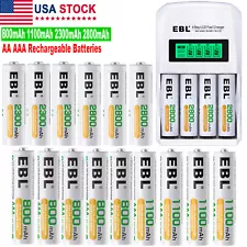 Lot AAA AA 800mAh 1100mAh 2300mAh 2800mAh Rechargeable Batteries / LCD Charger