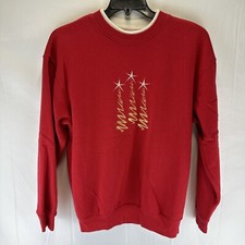 M C Sportswear Vintage Christmas Sweatshirt - Womens Med - Red Long Sleeve