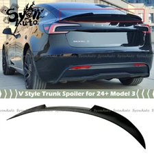 FITS 2024-26 TESLA MODEL 3 HIGHLAND GLOSS BLACK  V STYLE REAR TRUNK SPOILER WING