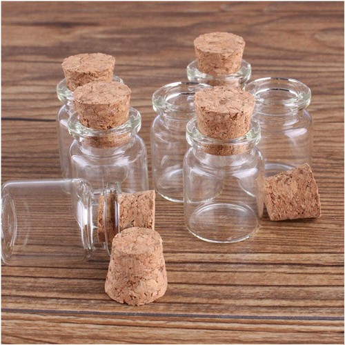 Small Cork Stopper Clear Glass Bottles Empty Jars Vials Spell Pagan Pendant Lot - Picture 5 of 25