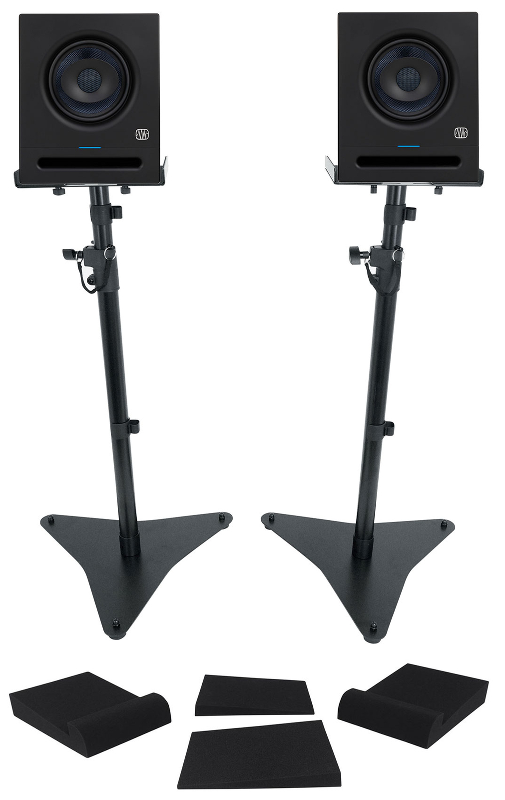 (2) Presonus Eris Pro 6 С питанием от 6 двухполосных студийных мониторов, динамиков + подставок + пэдов
