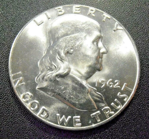 1962 P Franklin Half  Dollar, 90% Silver Coin, BU (62PAC1) FREE SHIPPING