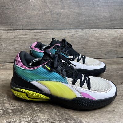 Puma Court Rider SWxP 377420-01 Men's US 11 Shoes White Yellow Alert Sneakers