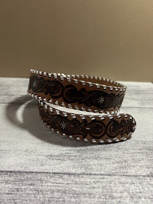 Kenny Rogers Men s Hand Laced Hand Painted Leather Belt  32 (No Belt Buckle )