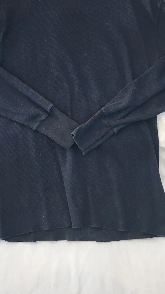 Camisa Merona Negra Manga Larga Térmica Tejida Gofre Hombres Talla L Patinador Grunge Foto 4 de 4