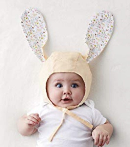 Cappello Chambray bambino neonato 0-6 mesi Hallmark coniglietto pasquale cofano cotone foto op - Foto 2 di 12