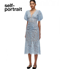 Self-Portrait Baby Blue Light Camellia Cocktail Dress