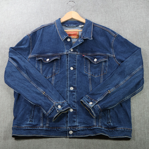 Levis Jacke Herren Extra Large Blau Trucker Stretch Button Down Denim 72334
