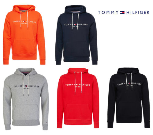 Mens Tommy Hilfiger Hoodie Core Logo Hooded Sweatshirt Pullover Winter Casual - Picture 1 of 6