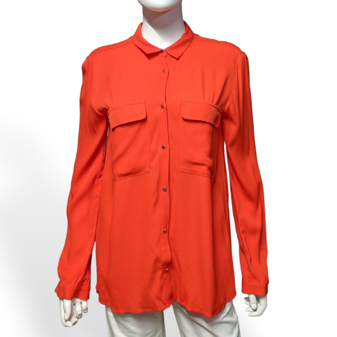 Zara Basic Collection Red Orange Long Sleeve Top,… - image 2