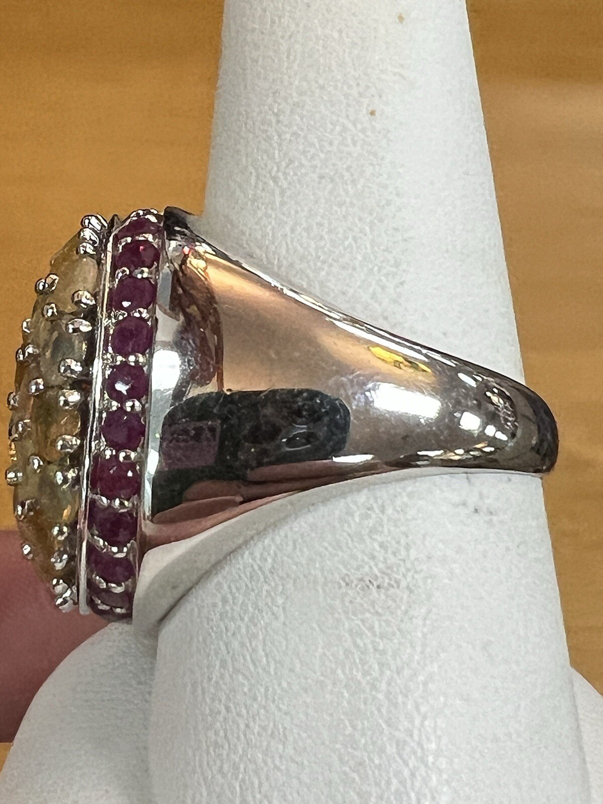 Ruby & Opal Cluster Designer Signed BBJ Sterling … - image 5