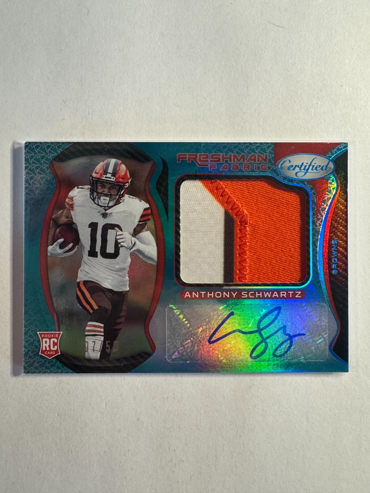 2021 Panini Certified - Freshman Fabric Mirror Signatures Anthony Schwartz #231 Mirror Teal /50 (AU, MEM, RC)