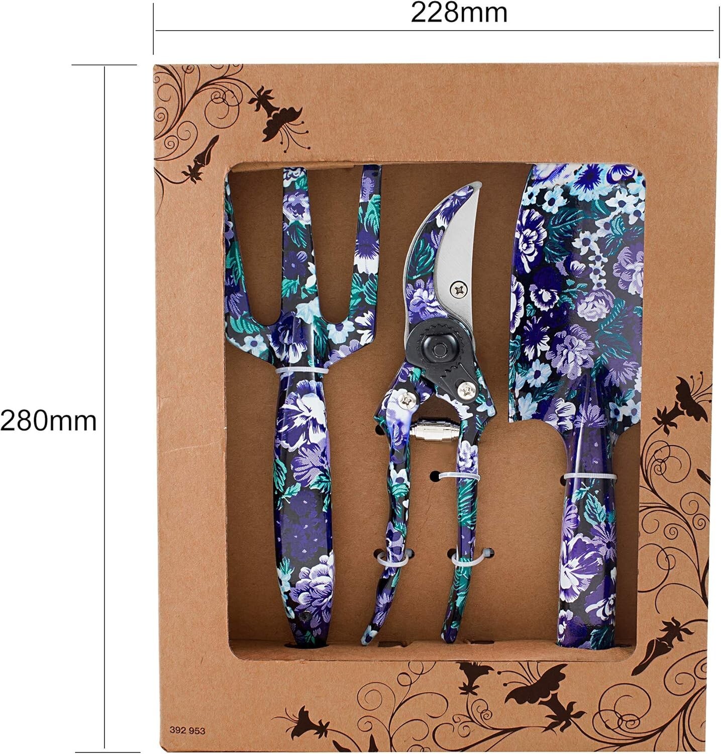 Floral Gardening Tools Gift Set - Ergonomic Trowel, Cultivator & Shears