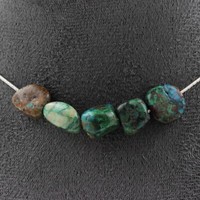 Halskette 5 Perlen Chrysocolla Der Usa. Kette Aus Edelstahl Halskette Damen