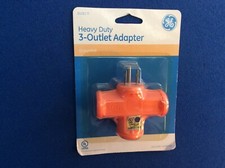 Outlet, heavy duty 3-outlet adapter, grounded, easy access for large plug orange
