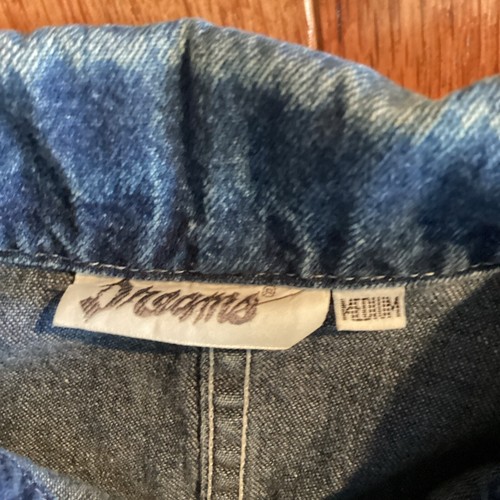 Vtg DREAMS Denim Dress Western M Snap Front Cottage Midi Retro 80s Pockets - Picture 8 of 12