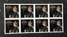 2022USA #5708 Forever Pete Seeger - Half Sheet Block of 8  Mint NH   music icon