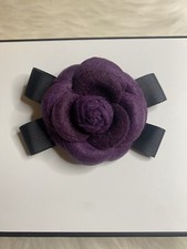 Camellia Flower Brooch Pin New Handmade Gift Purple With Ribbon Bow