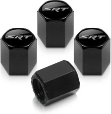 4pcs Dodge SRT Premium ABS Plastic Black Tire Stem Valve Caps Official Licensed