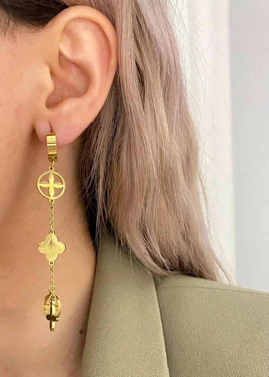 Silver and gold drop deals earrings