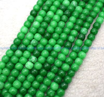 Mode 8x10mm Grün Jadeit Jade Barrel Edelstein Lose Beads 15'' Stränge