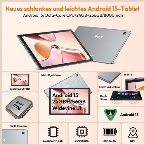 Tablet 2025 nueva Android 15 24GB+256GB ROM 8000mAh 11 pulgadas 13MP+8MP 5G WlFl USB-C - Imagen 2 de 28