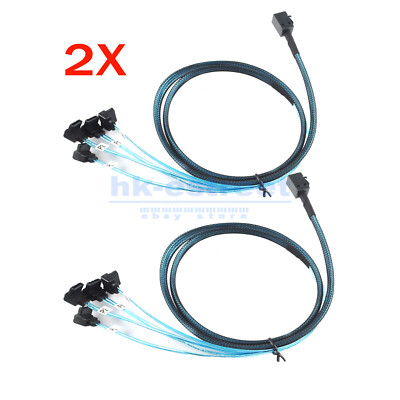 Mini SAS SFF-8643 To Angle 4 SATA 7pin Hard Disk 6Gbps Data Server Raid Cable 1M