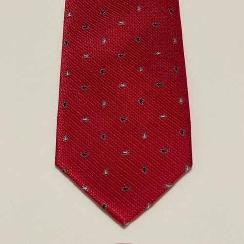 Haines & Bonner Tie London Red Micro Paisley Sharp Preppy Dapper Handmade - Picture 9 of 19
